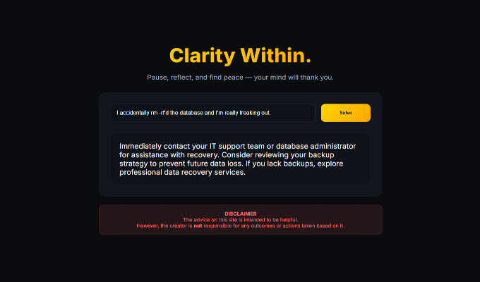 Clarity Project Screenshot